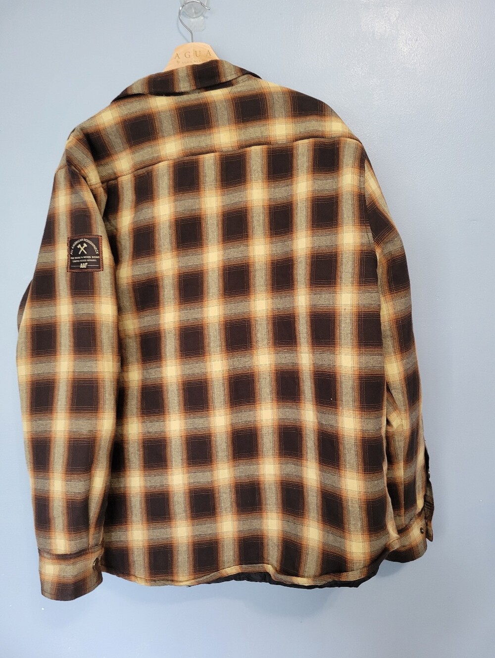 All American Roughneck Men's Plaid Work Jacket Brown & Tan L - Picture 2 of 9